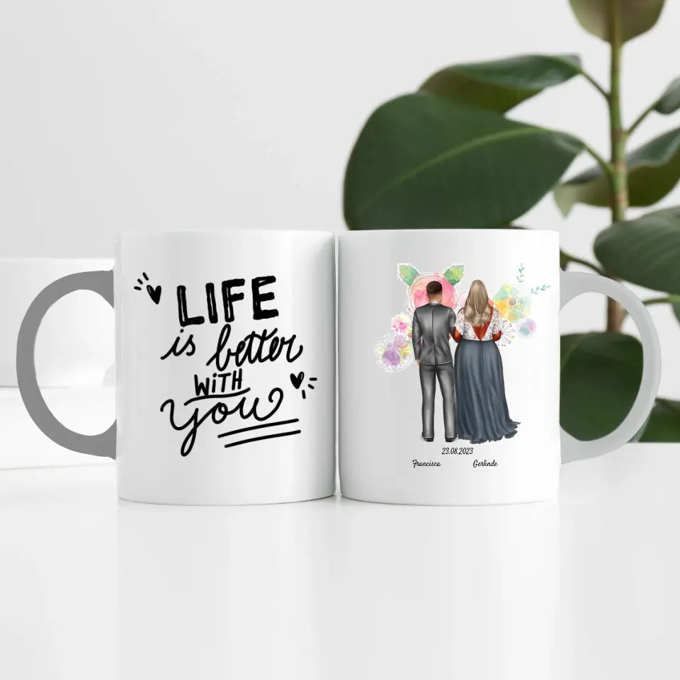 Brautpaar (2 Personen) | Personalisierte Tasse