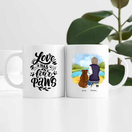 Person mit Hund (1Person) | Personalisierte Tasse