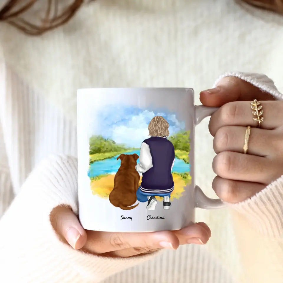 Person mit Hund (1Person) | Personalisierte Tasse