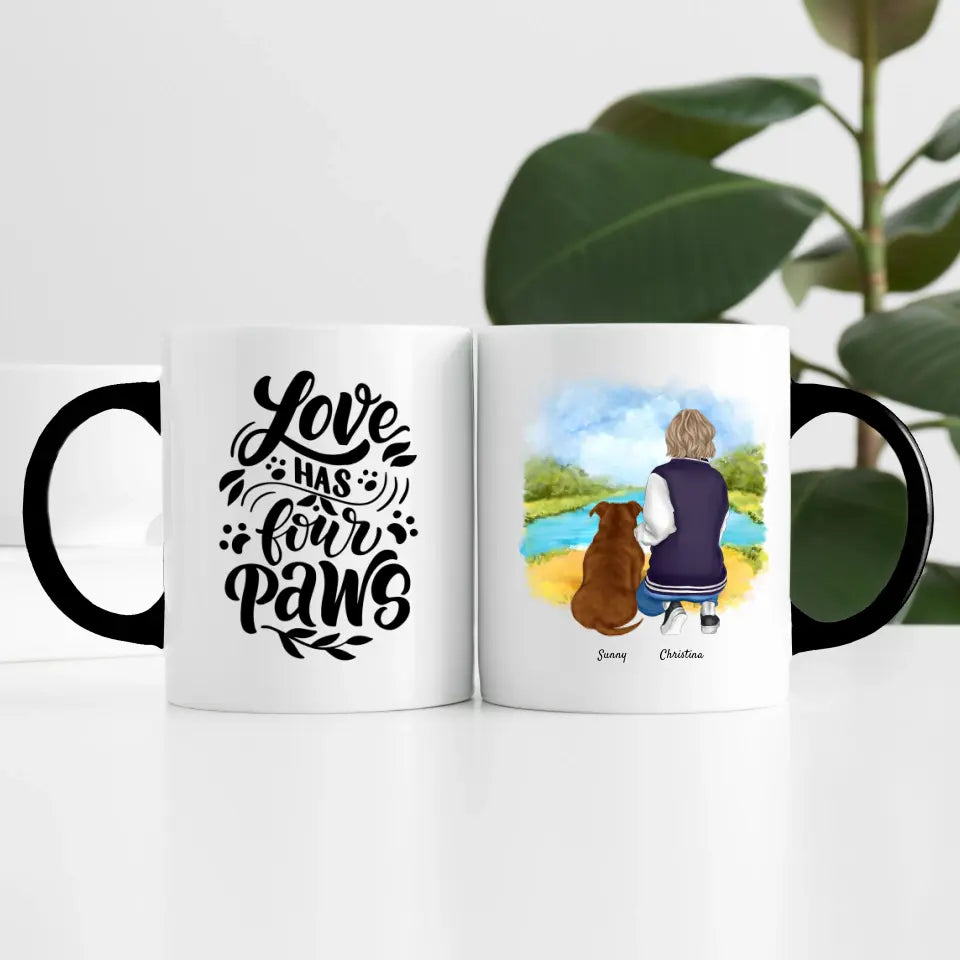 Person mit Hund (1Person) | Personalisierte Tasse