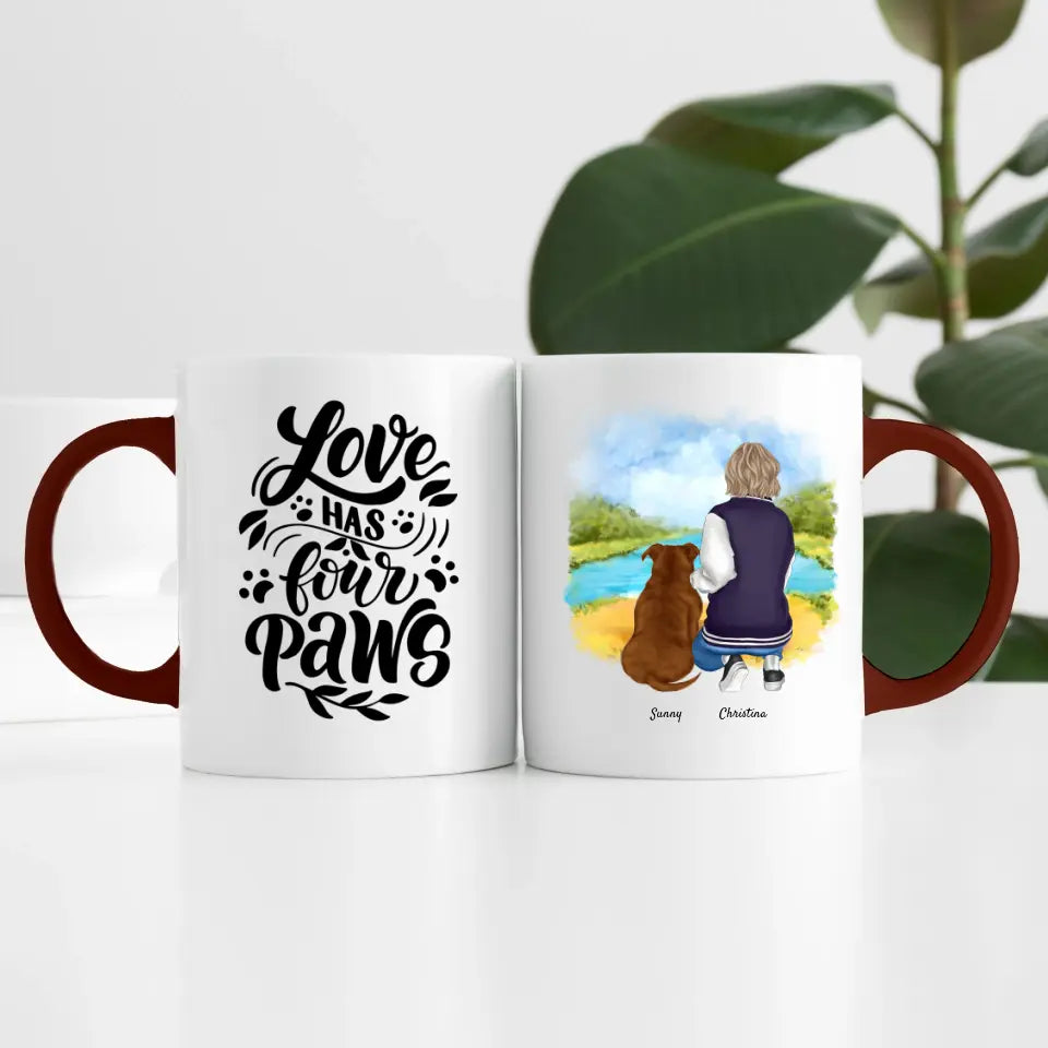 Person mit Hund (1Person) | Personalisierte Tasse
