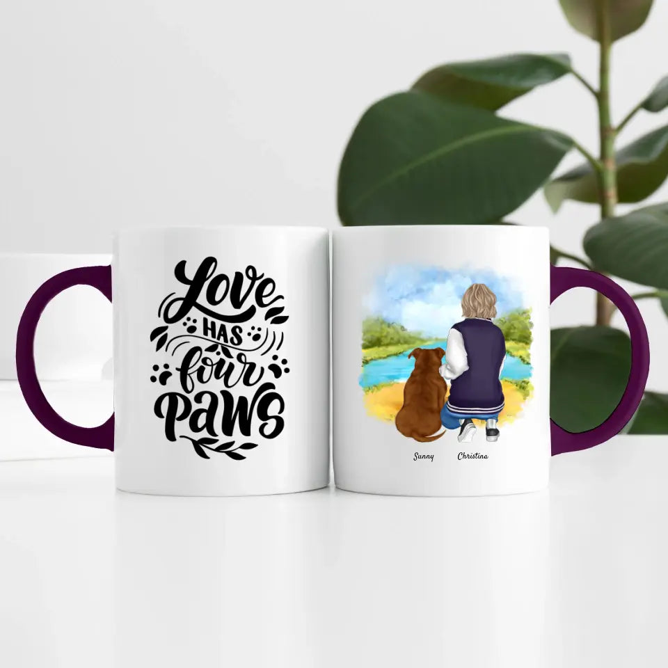 Person mit Hund (1Person) | Personalisierte Tasse