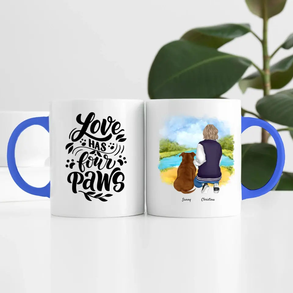 Person mit Hund (1Person) | Personalisierte Tasse