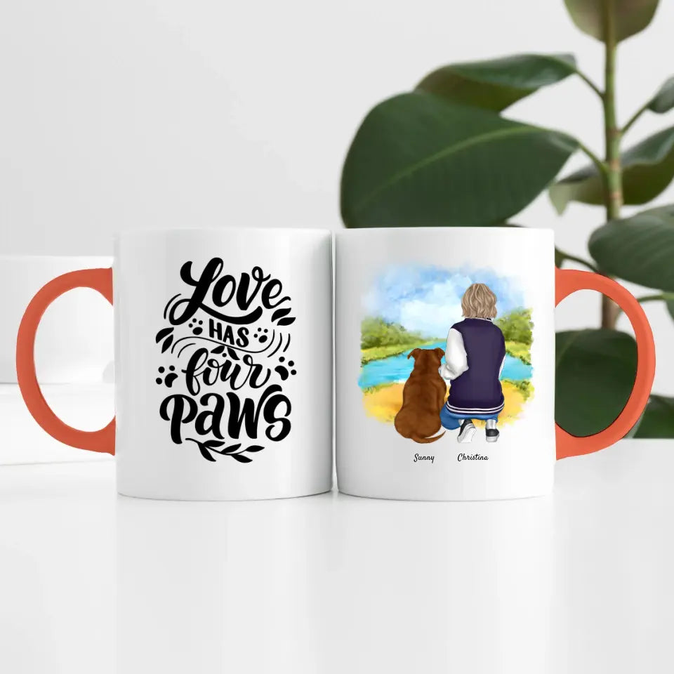 Person mit Hund (1Person) | Personalisierte Tasse