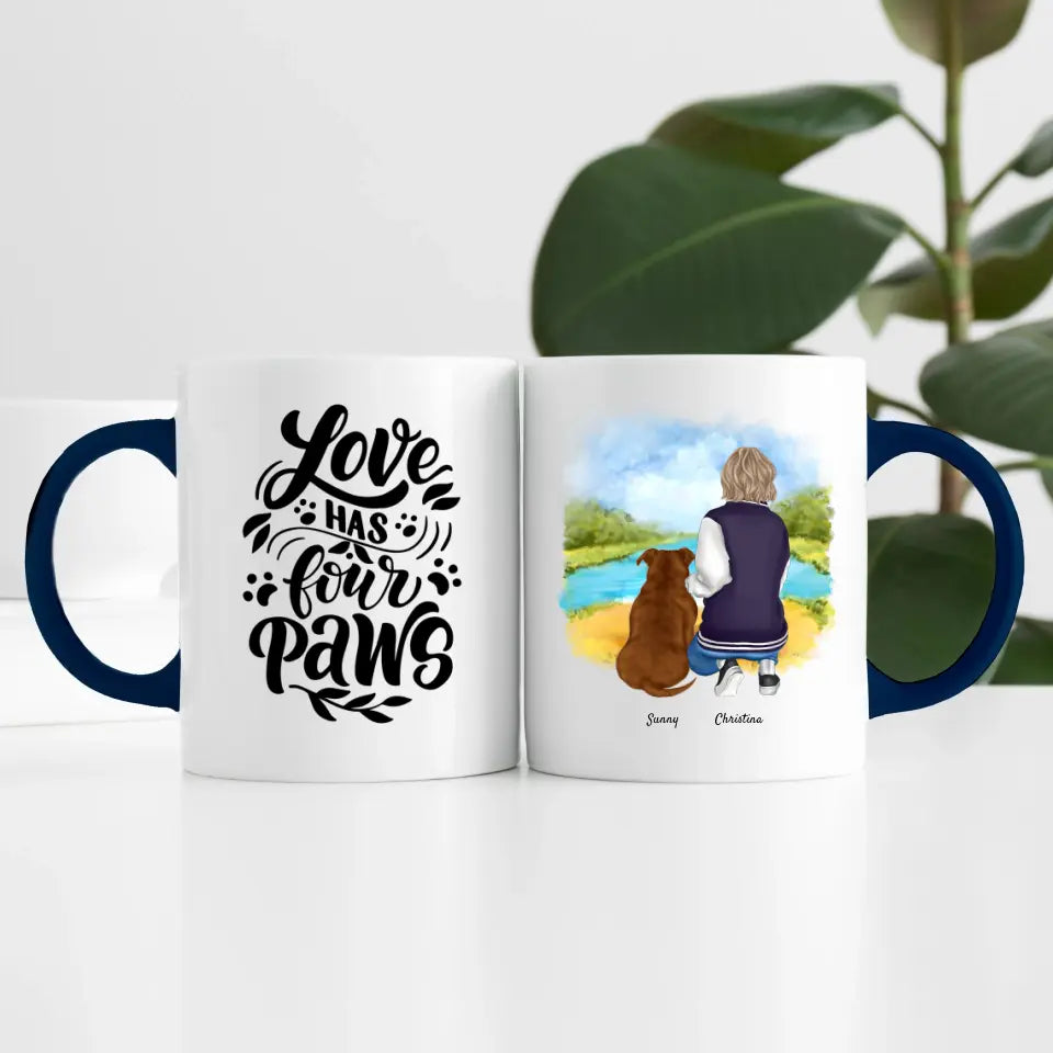 Person mit Hund (1Person) | Personalisierte Tasse