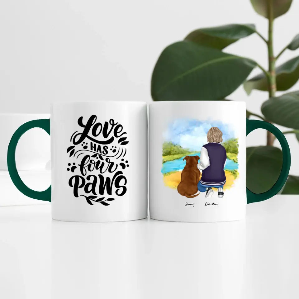 Person mit Hund (1Person) | Personalisierte Tasse