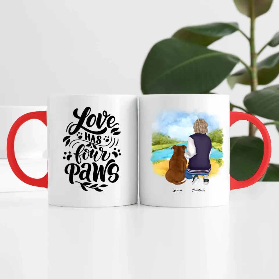 Person mit Hund (1Person) | Personalisierte Tasse