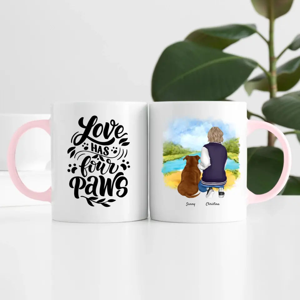 Person mit Hund (1Person) | Personalisierte Tasse