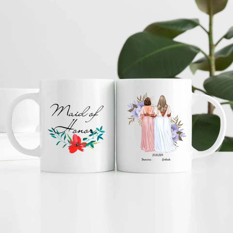 Beste Trauzeugin (2 Personen) | Personalisierte Tasse