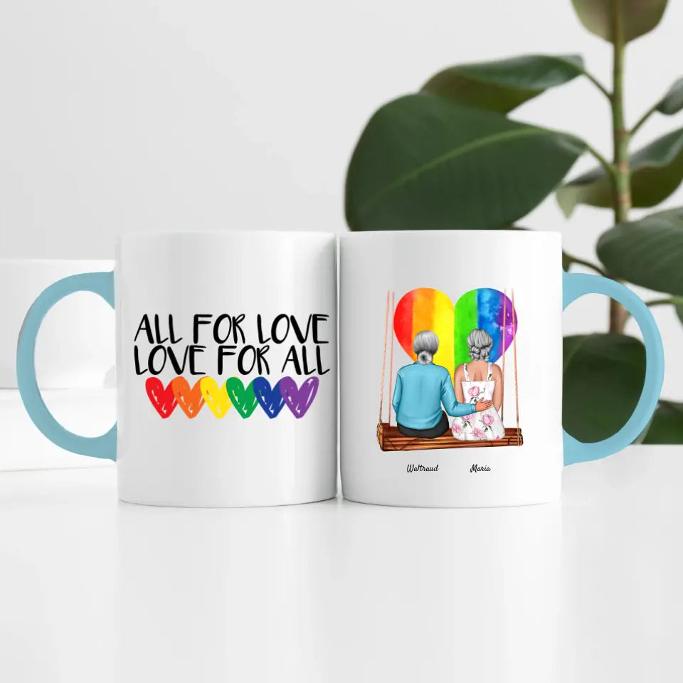 Damen Paar LGBTQ+ (2 Personen) | Personalisierte Tasse