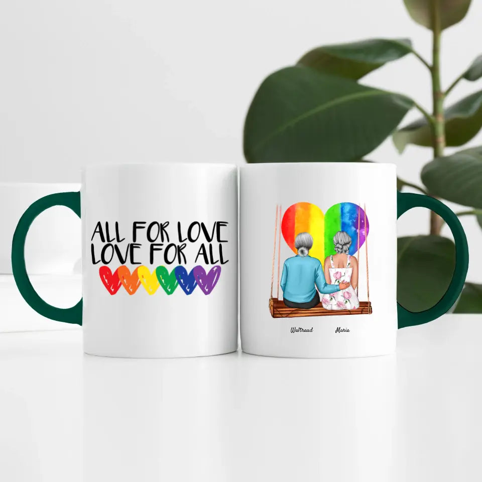 Damen Paar LGBTQ+ (2 Personen) | Personalisierte Tasse