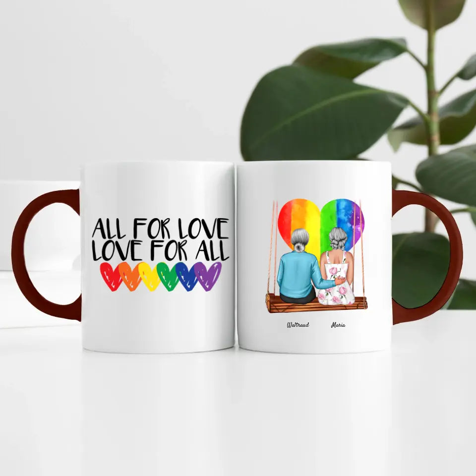 Damen Paar LGBTQ+ (2 Personen) | Personalisierte Tasse
