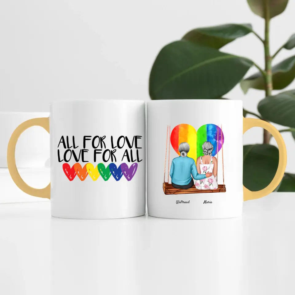 Damen Paar LGBTQ+ (2 Personen) | Personalisierte Tasse