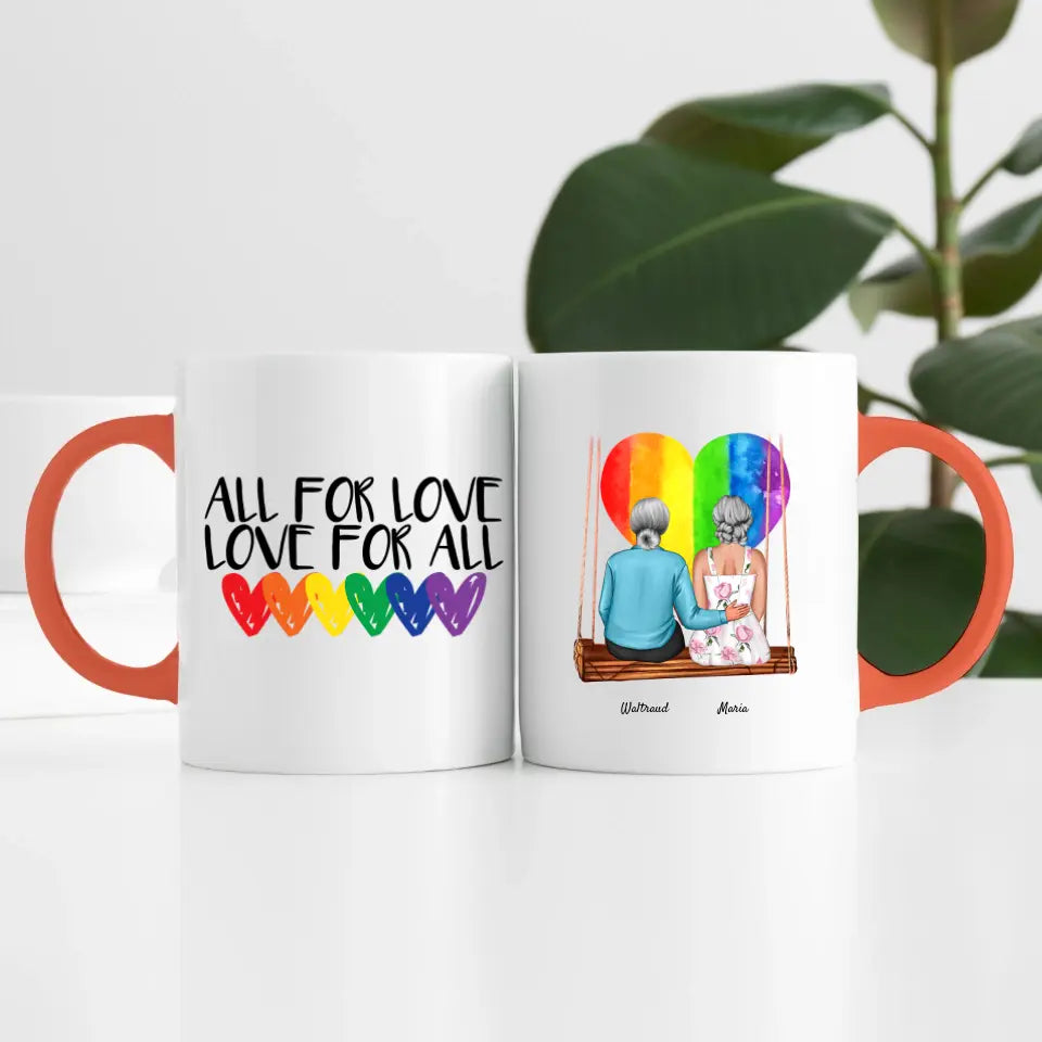Damen Paar LGBTQ+ (2 Personen) | Personalisierte Tasse