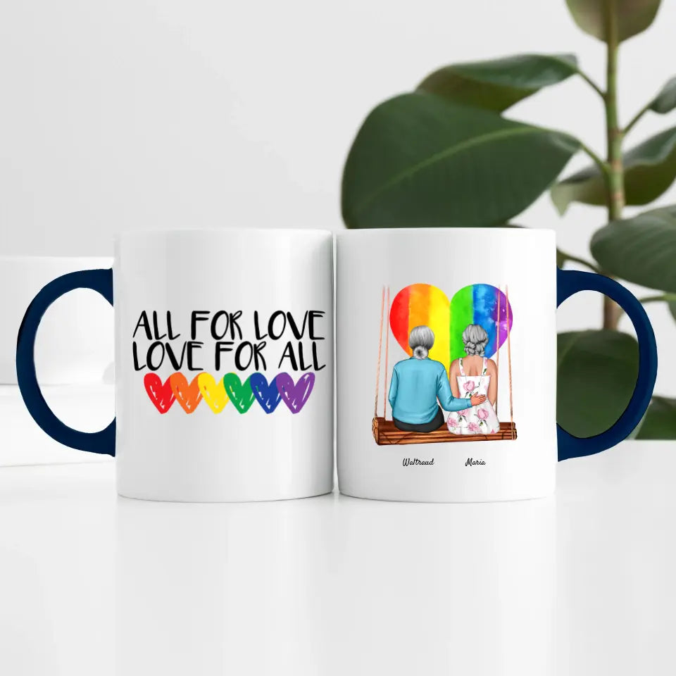 Damen Paar LGBTQ+ (2 Personen) | Personalisierte Tasse