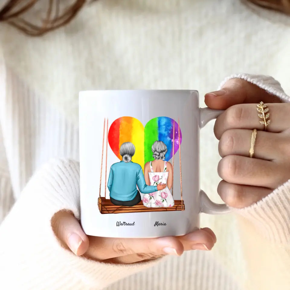 Damen Paar LGBTQ+ (2 Personen) | Personalisierte Tasse