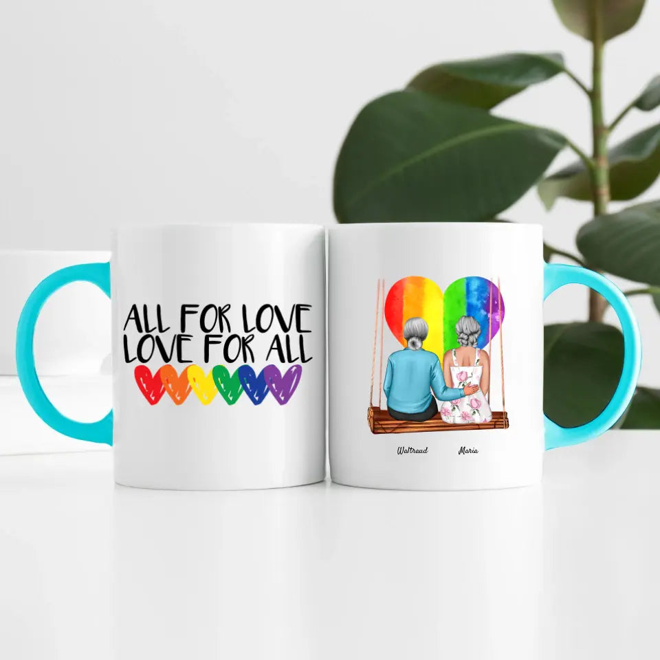 Damen Paar LGBTQ+ (2 Personen) | Personalisierte Tasse