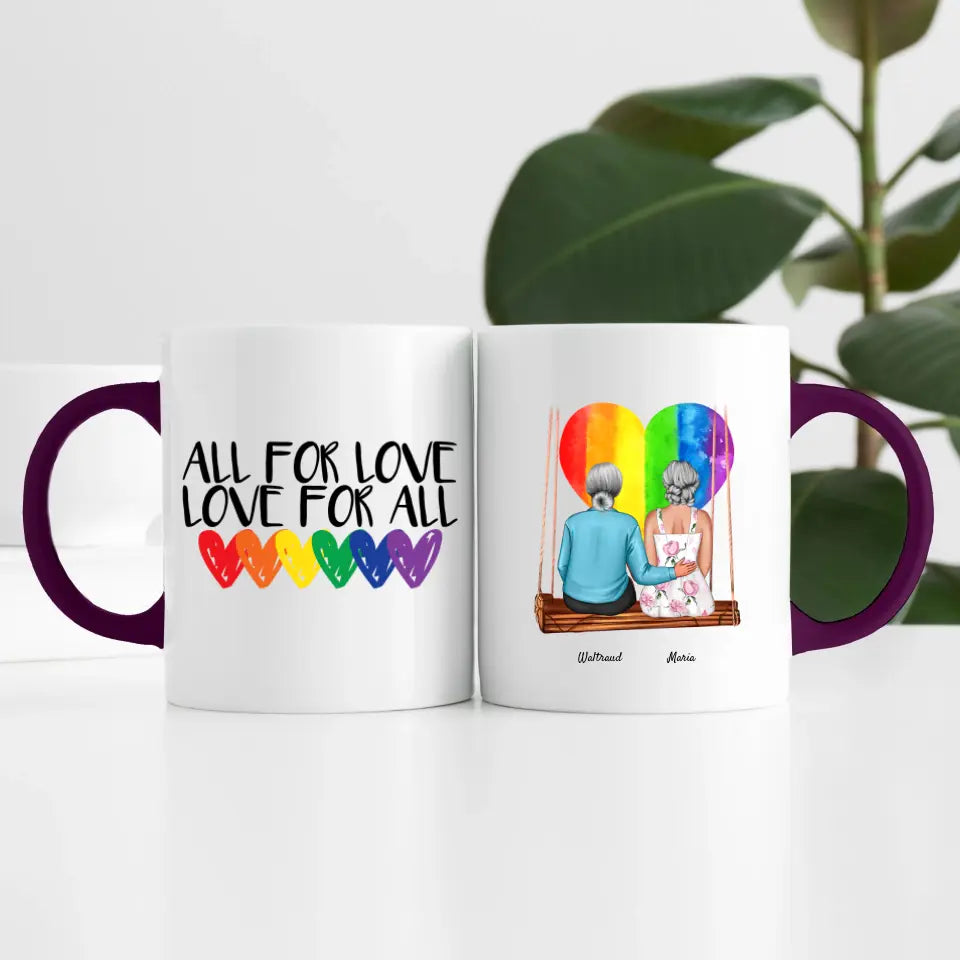 Damen Paar LGBTQ+ (2 Personen) | Personalisierte Tasse
