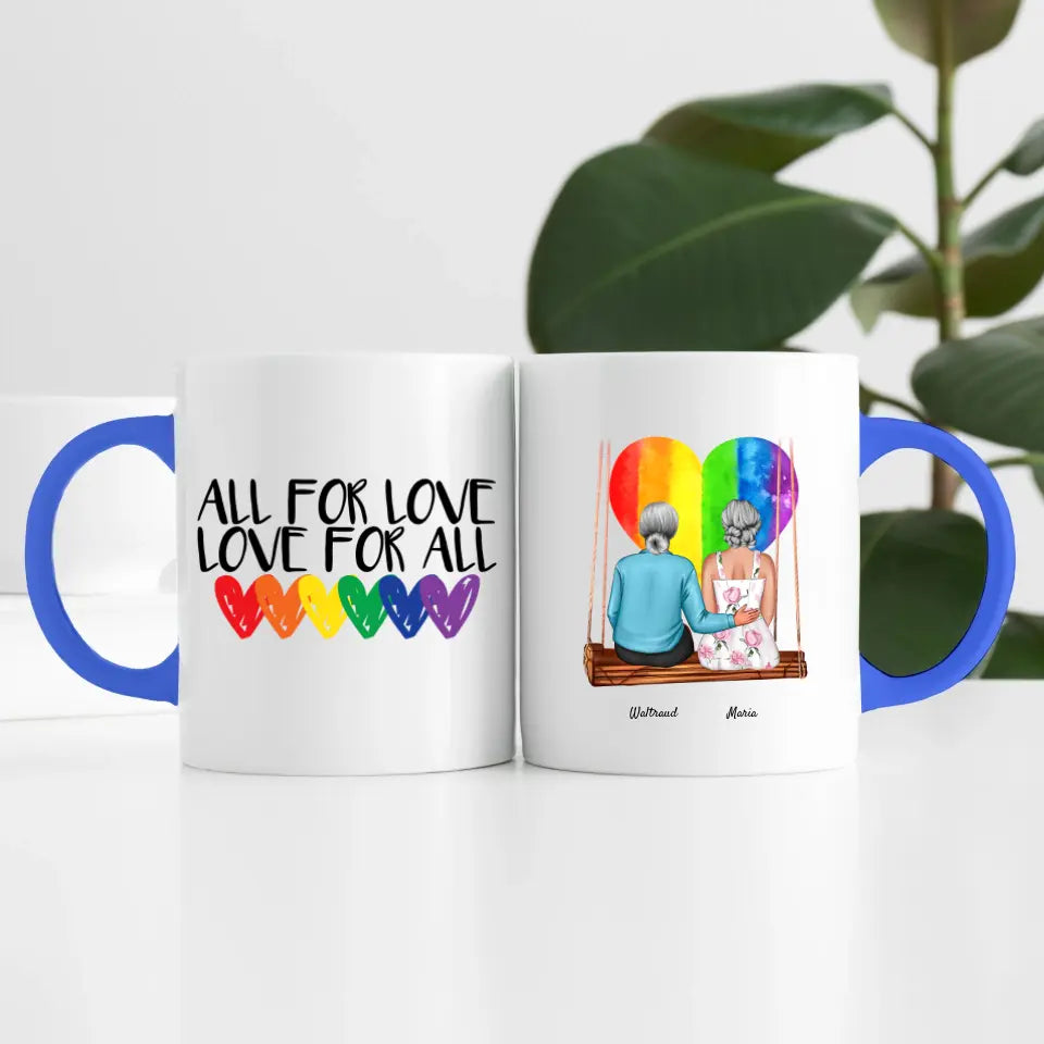 Damen Paar LGBTQ+ (2 Personen) | Personalisierte Tasse