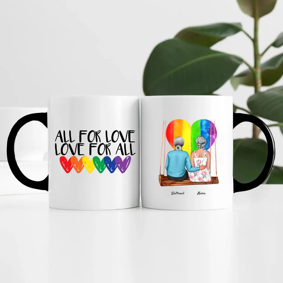 Damen Paar LGBTQ+ (2 Personen) | Personalisierte Tasse