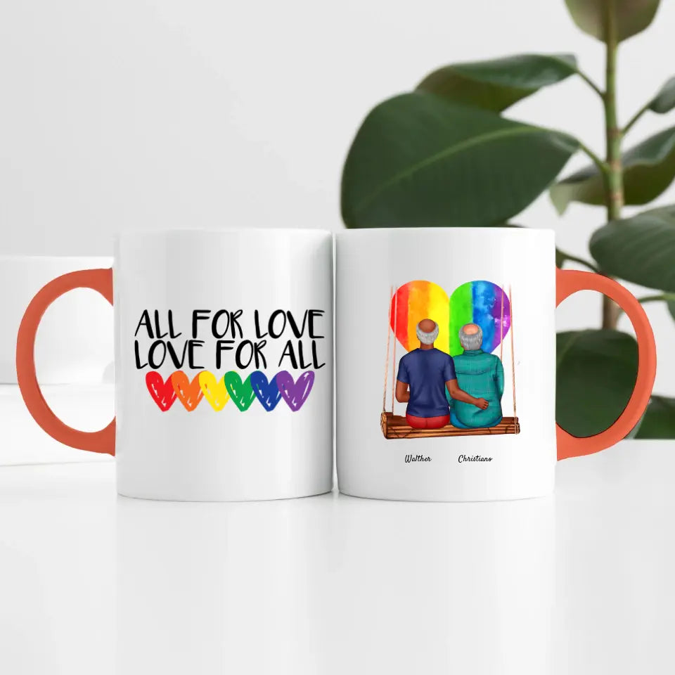 Herren Paar LGBTQ+ (2 Personen) | Personalisierte Tasse