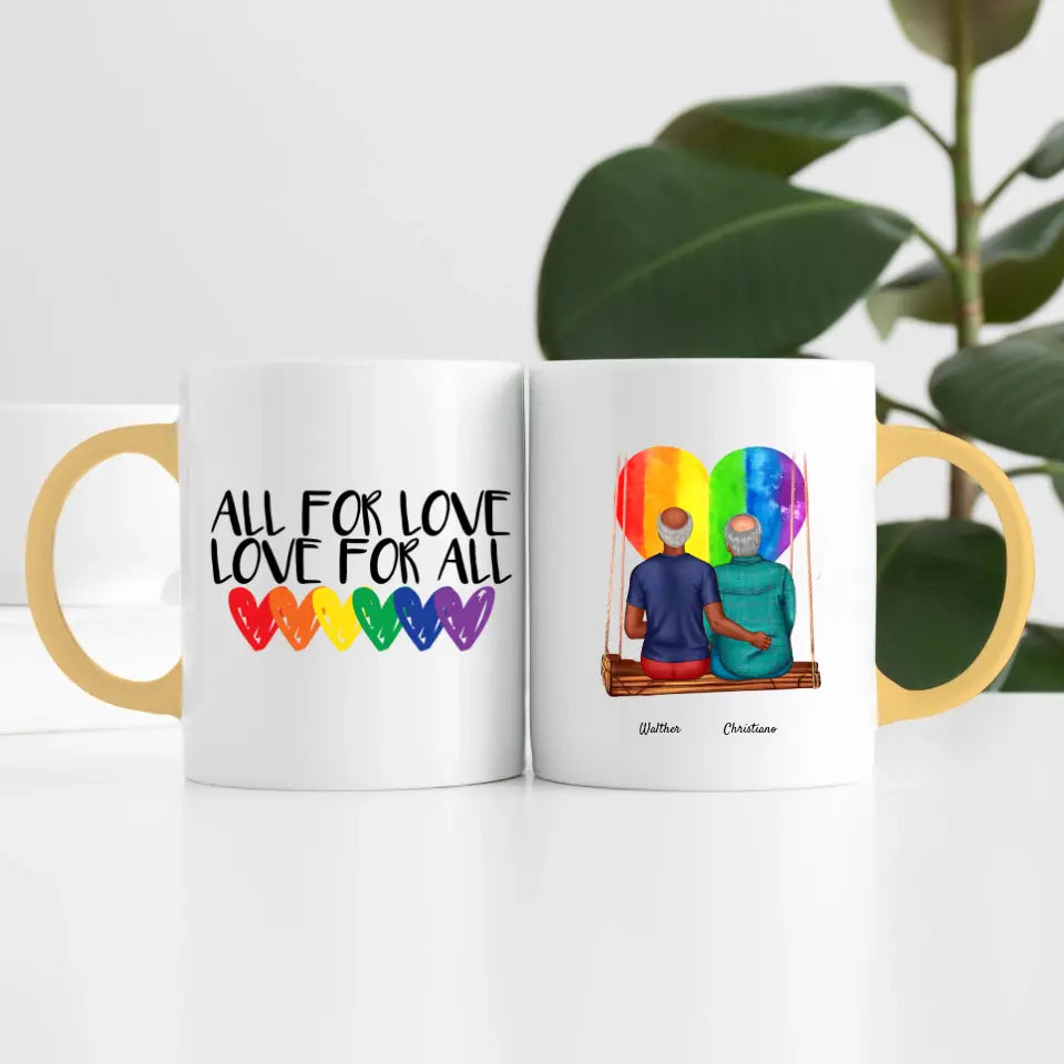 Herren Paar LGBTQ+ (2 Personen) | Personalisierte Tasse