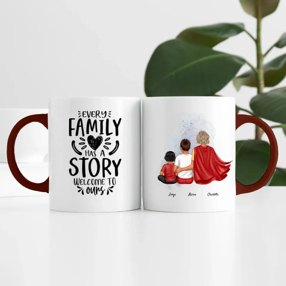 Super Mama (3 Personen) | Personalisierte Tasse