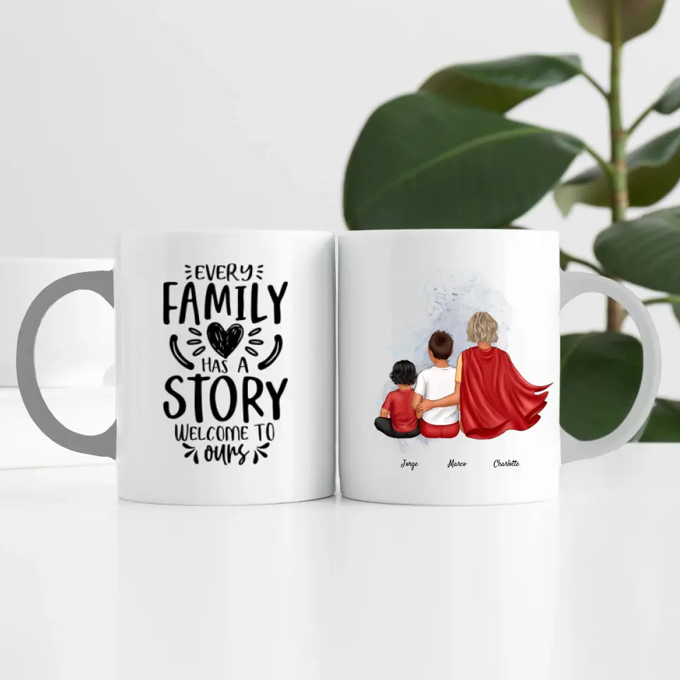 Super Mama (3 Personen) | Personalisierte Tasse