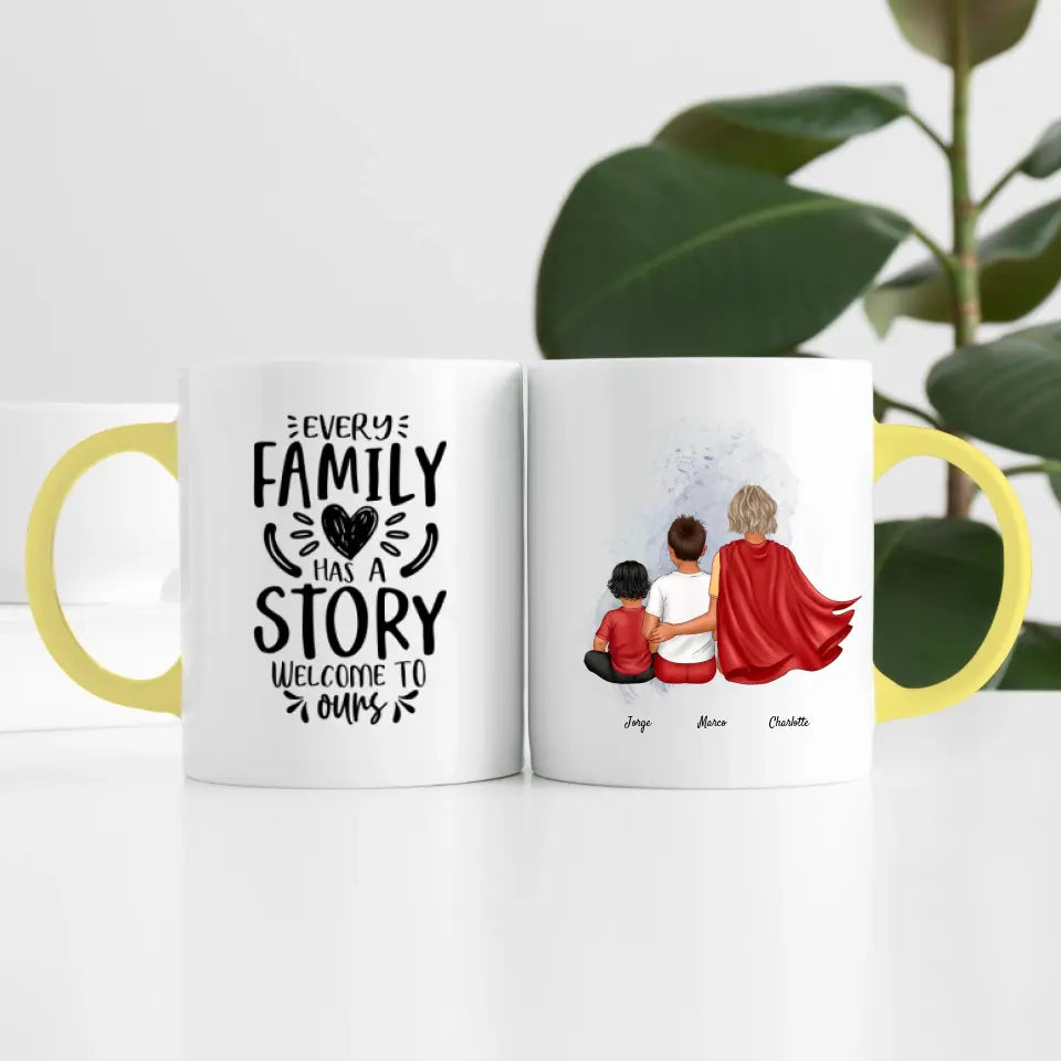 Super Mama (3 Personen) | Personalisierte Tasse