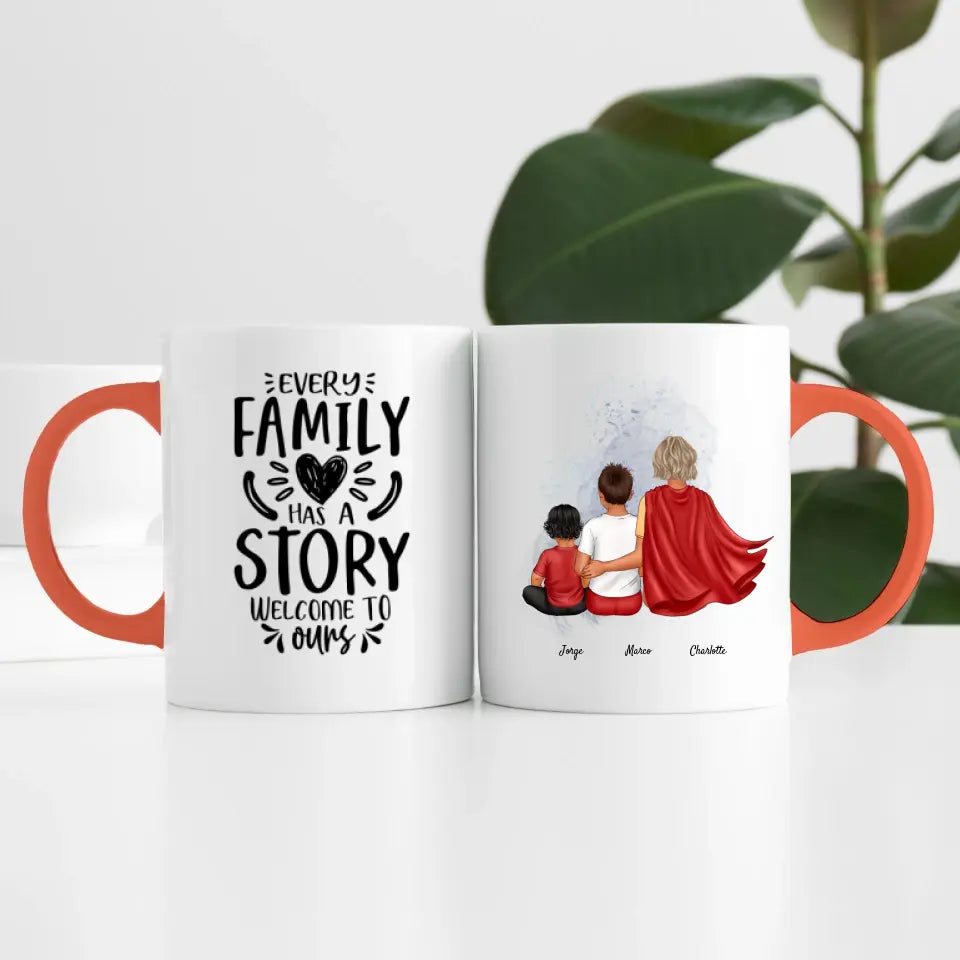 Super Mama (3 Personen) | Personalisierte Tasse