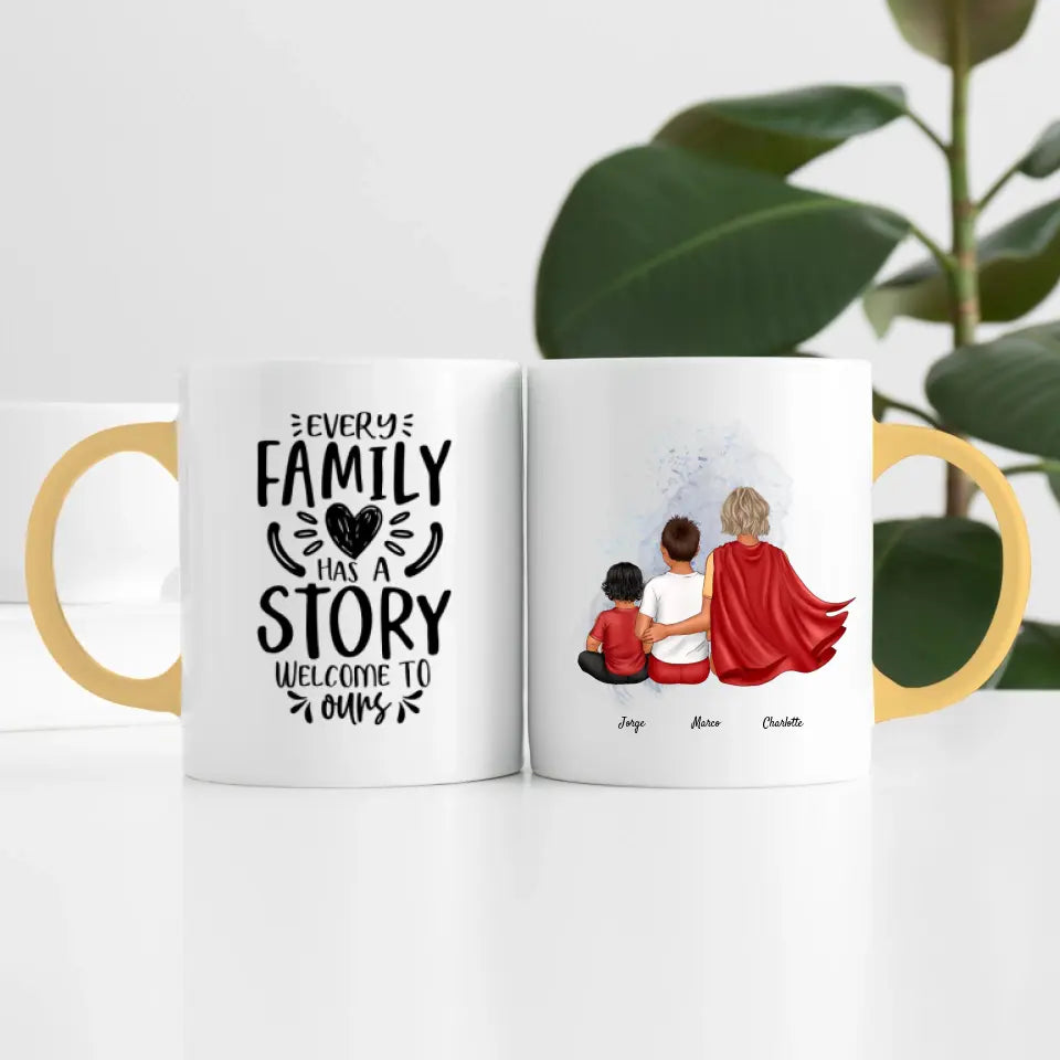 Super Mama (3 Personen) | Personalisierte Tasse