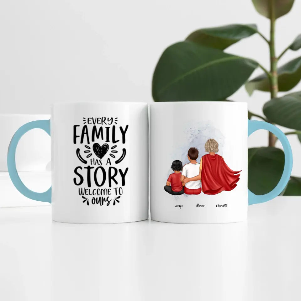 Super Mama (3 Personen) | Personalisierte Tasse