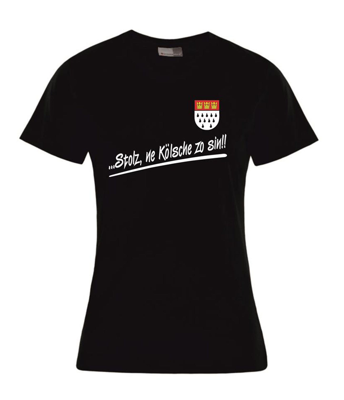 Damen T-Shirt - Stolz ne Kölsche zo sin mit buntem Wappen