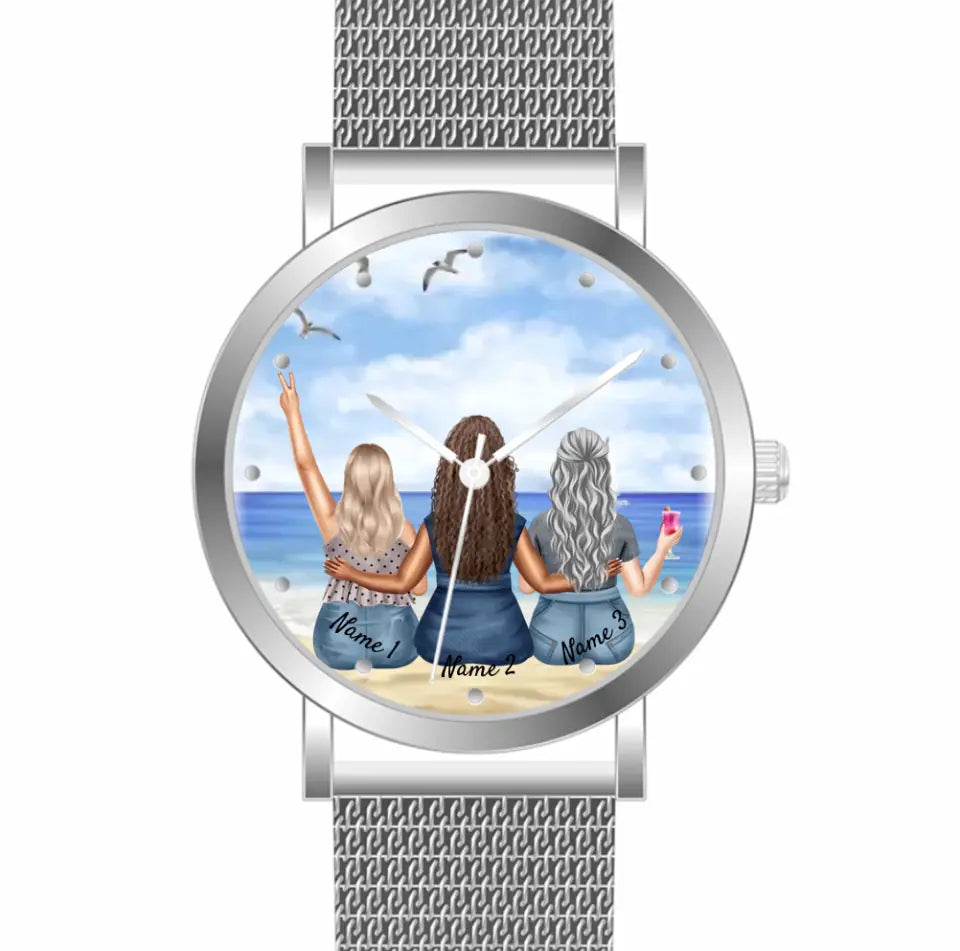 Curvy Friends (3 Personen) | Personalisierte Armbanduhr (Unterschiedliche Uhr-Modelle wählbar!)