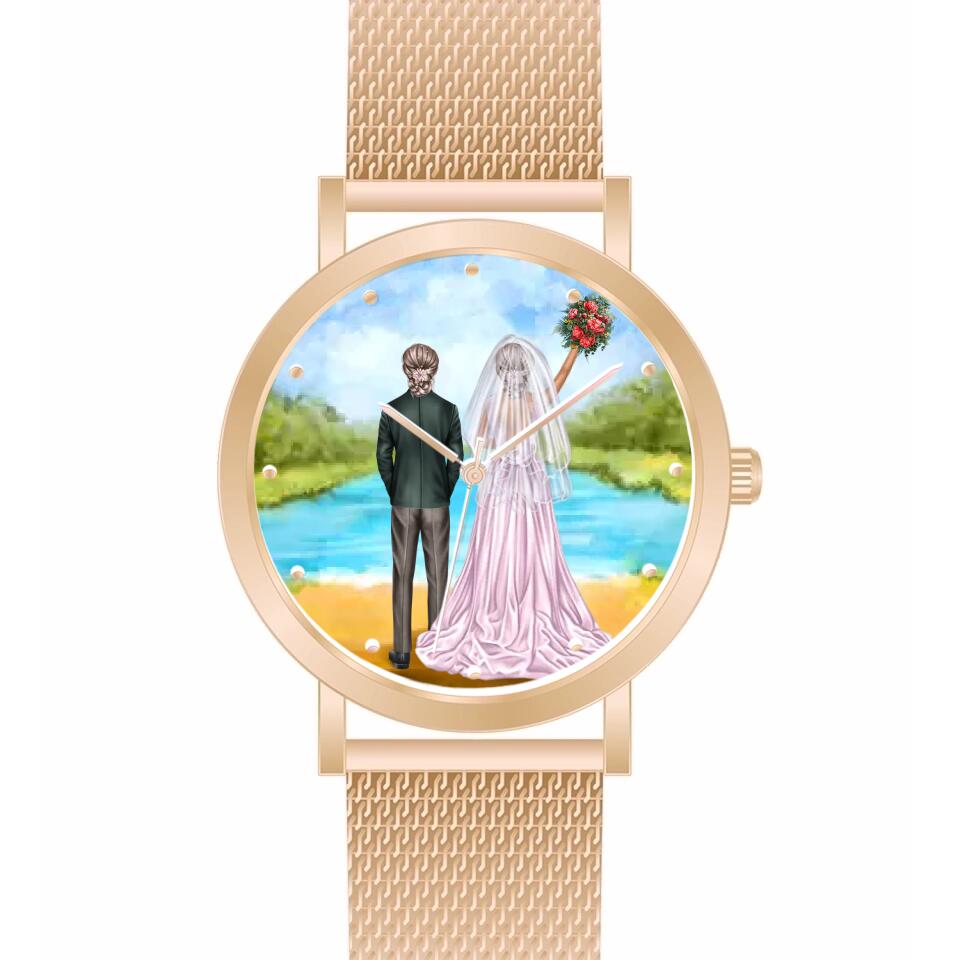 Braut & Braut mit Anzug | Personalisierte Armbanduhr (Unterschiedliche Uhr-Modelle wählbar!)