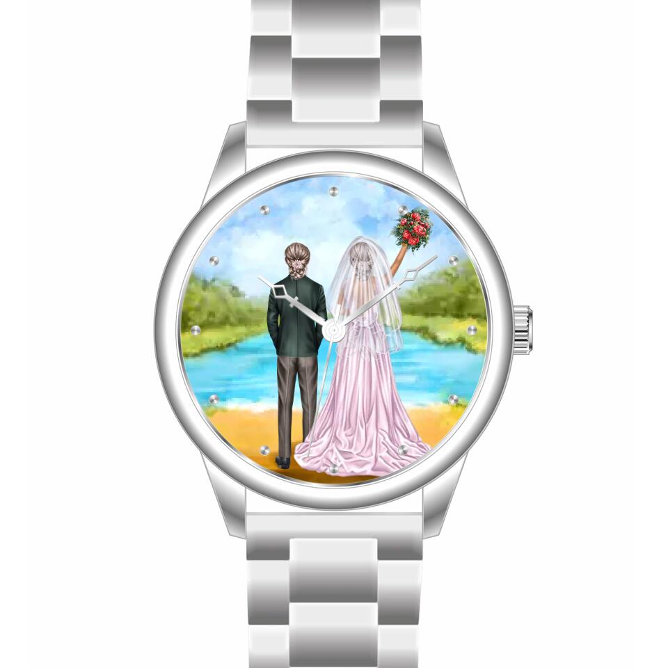 Braut & Braut mit Anzug | Personalisierte Armbanduhr (Unterschiedliche Uhr-Modelle wählbar!)