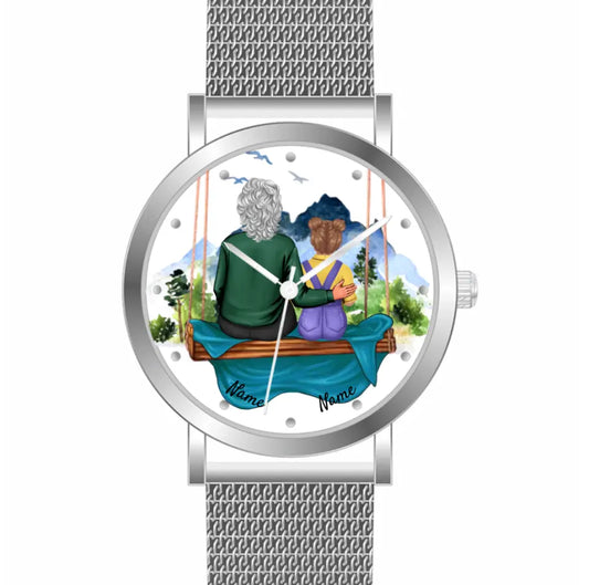 Oma mit Enkelin | Personalisierte Armbanduhr (Unterschiedliche Uhr-Modelle wählbar!)