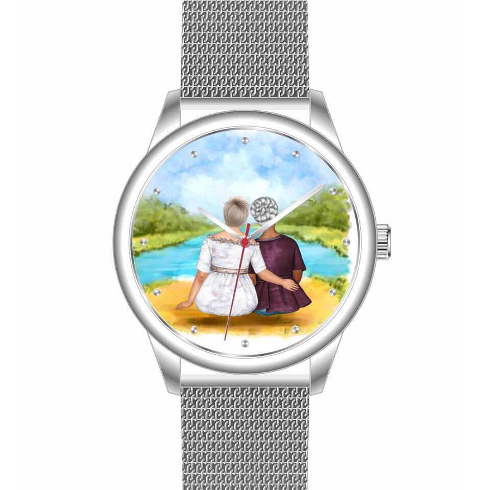 mama mit Tochter (Curvy) | Personalisierte Armbanduhr (Unterschiedliche Uhr-Modelle wählbar!)