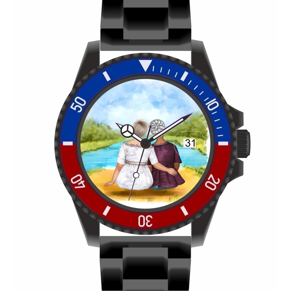 mama mit Tochter (Curvy) | Personalisierte Armbanduhr (Unterschiedliche Uhr-Modelle wählbar!)