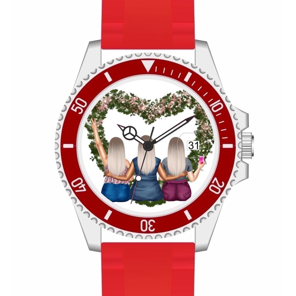 Curvy Friends (3 Personen) | Personalisierte Armbanduhr (Unterschiedliche Uhr-Modelle wählbar!)