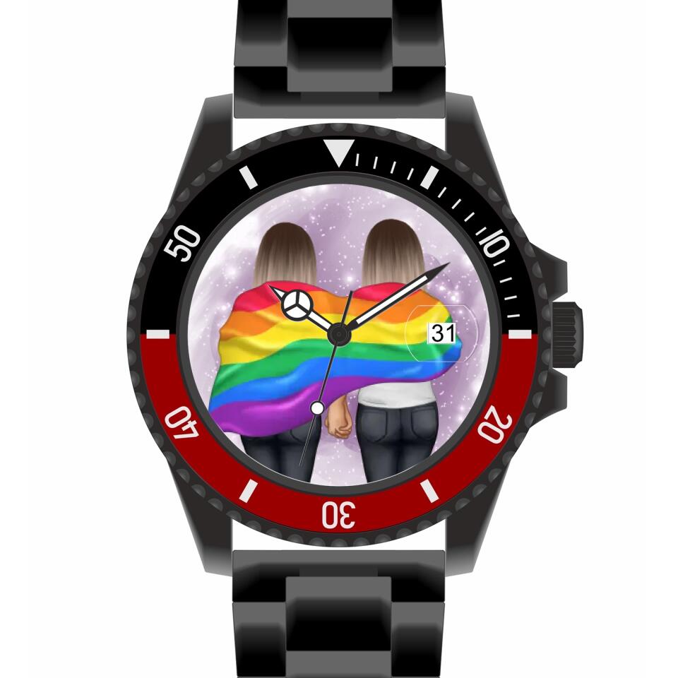Pride women mit Flagge | Personalisierte Armbanduhr (Unterschiedliche Uhr-Modelle wählbar!)