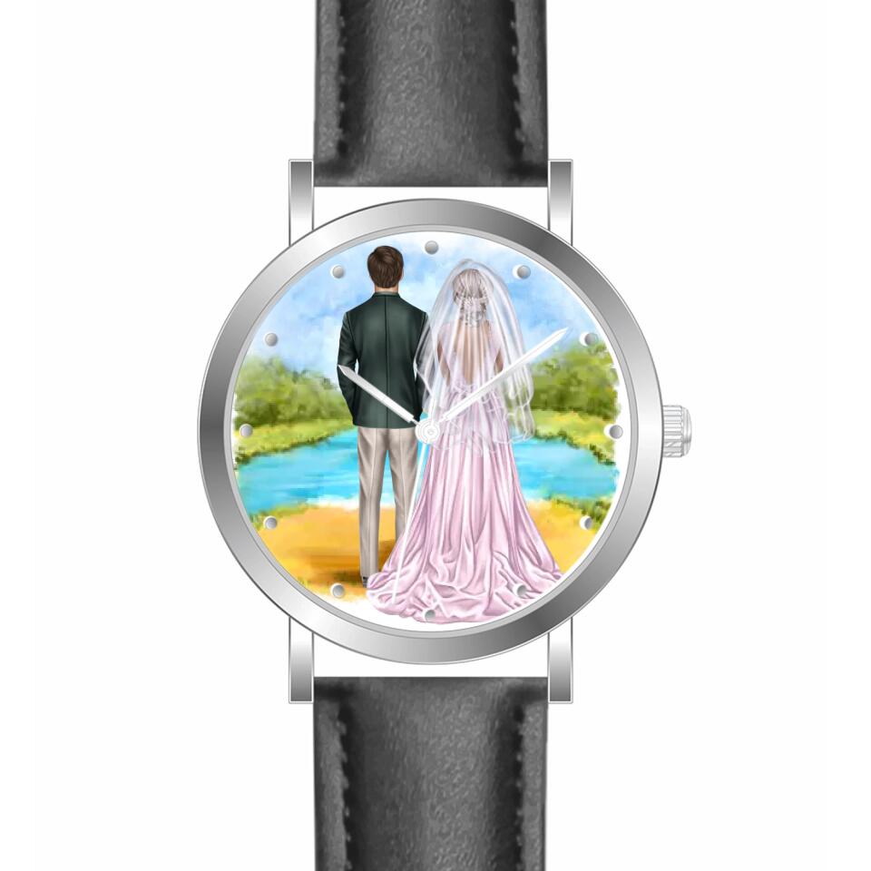 Braut & Bräutigam | Personalisierte Armbanduhr (Unterschiedliche Uhr-Modelle wählbar!)