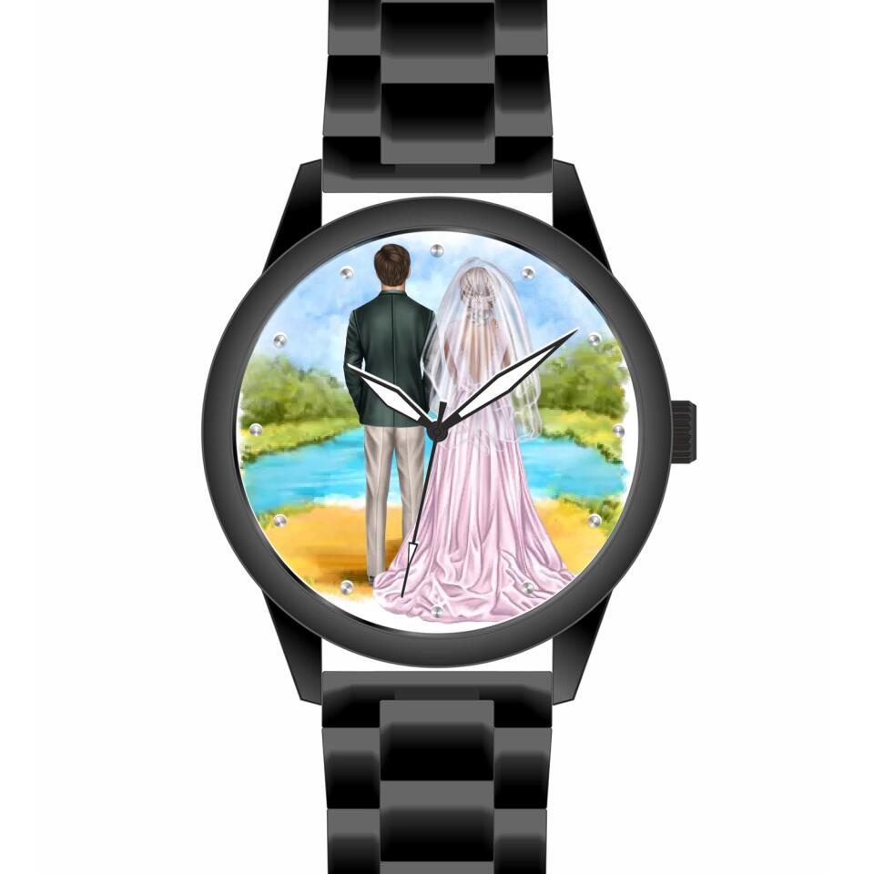 Braut & Bräutigam | Personalisierte Armbanduhr (Unterschiedliche Uhr-Modelle wählbar!)