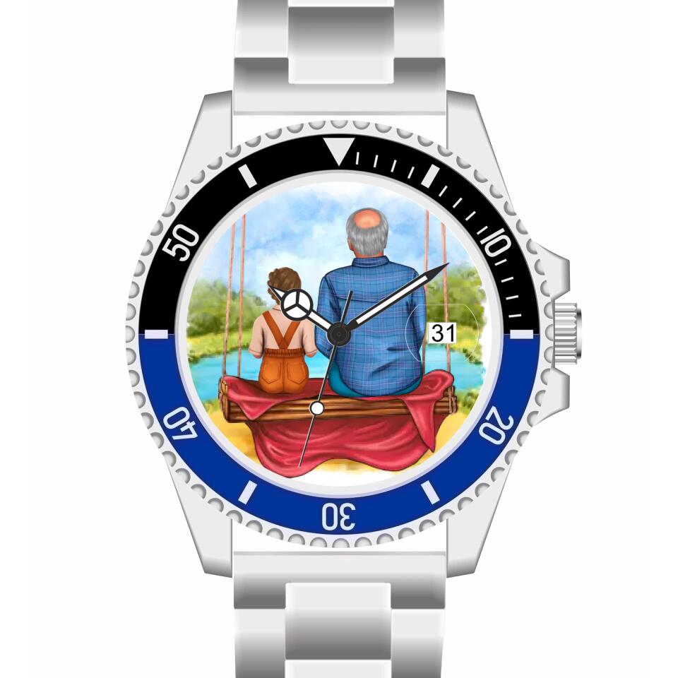 Opa mit Enkelin | Personalisierte Armbanduhr (Unterschiedliche Uhr-Modelle wählbar!)