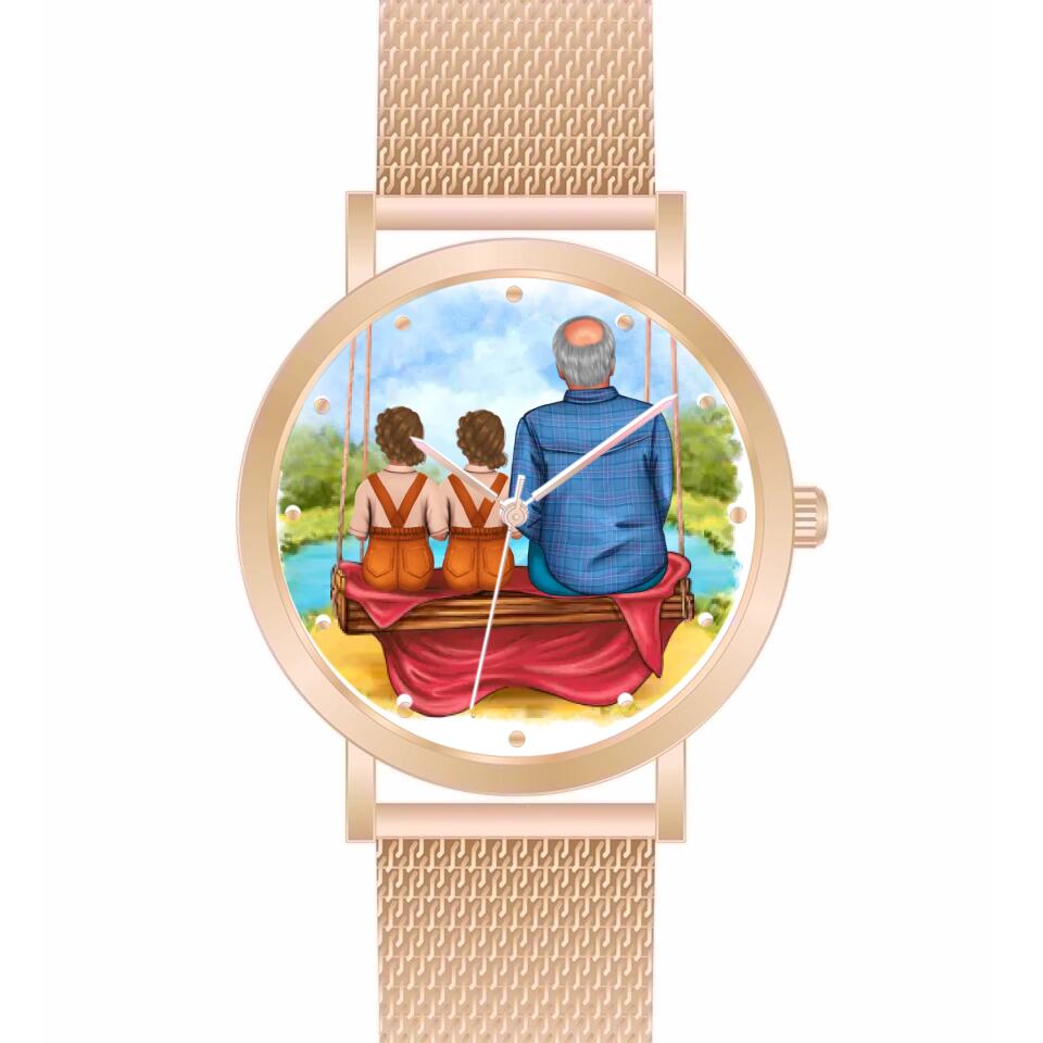 Opa mit Enkelinnen | Personalisierte Armbanduhr (Unterschiedliche Uhr-Modelle wählbar!)