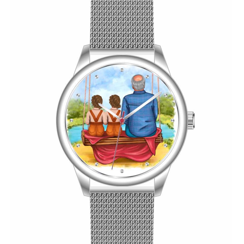 Opa mit Enkeln  | Personalisierte Armbanduhr (Unterschiedliche Uhr-Modelle wählbar!)