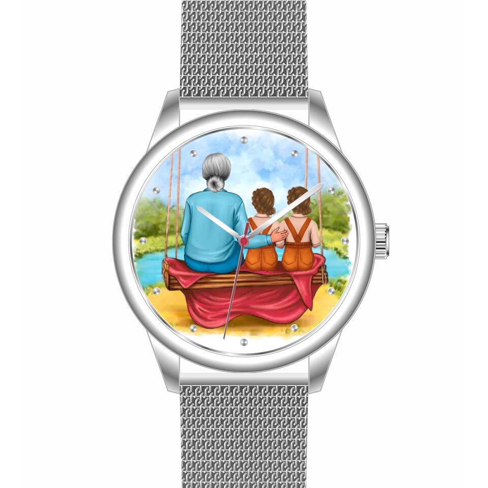 Oma mit Enkeln | Personalisierte Armbanduhr (Unterschiedliche Uhr-Modelle wählbar!)