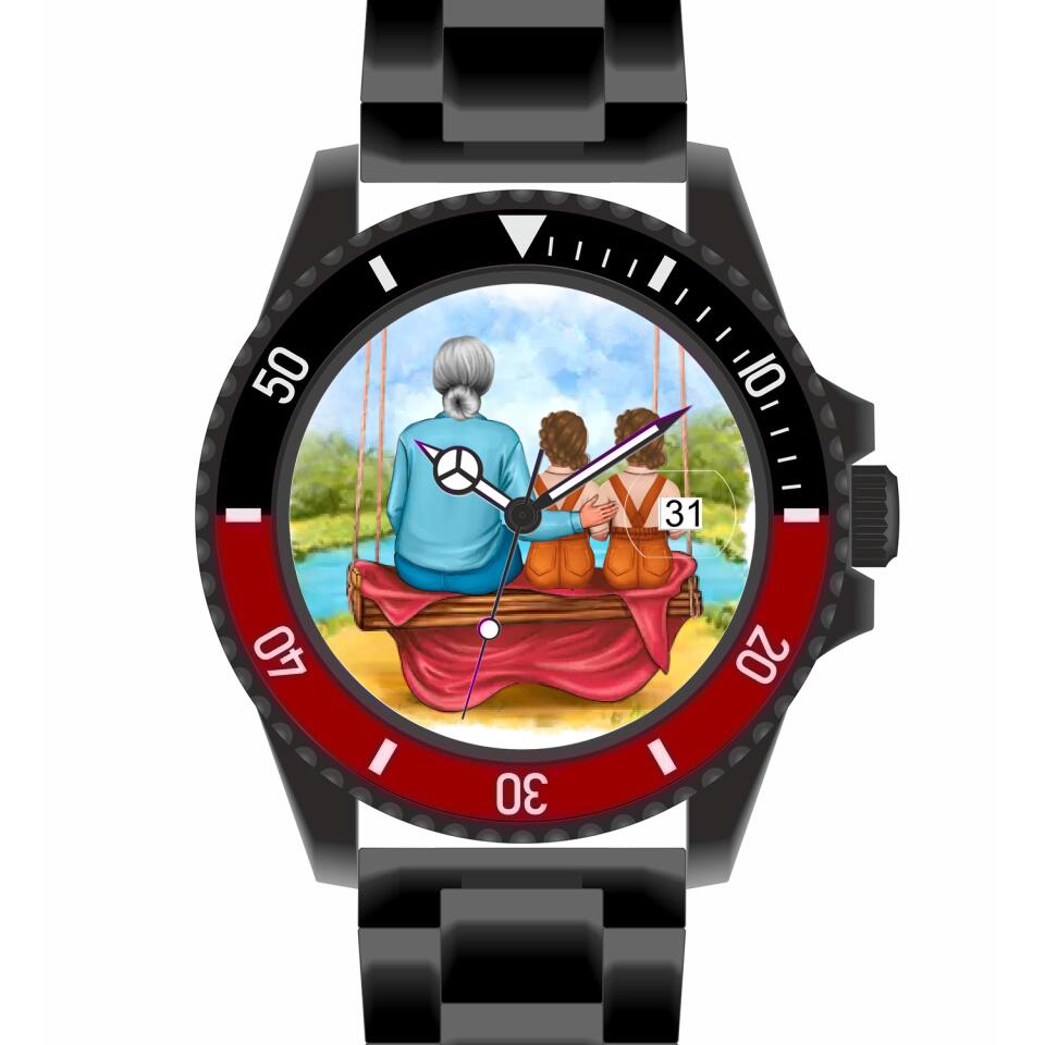 Oma mit Enkeln | Personalisierte Armbanduhr (Unterschiedliche Uhr-Modelle wählbar!)