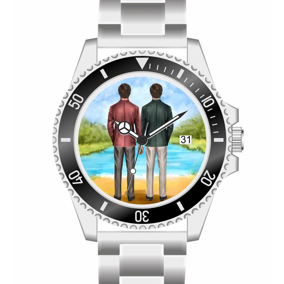 Btäutigam & Bräutigam Händchenhaltend | Personalisierte Armbanduhr (Unterschiedliche Uhr-Modelle wählbar!)