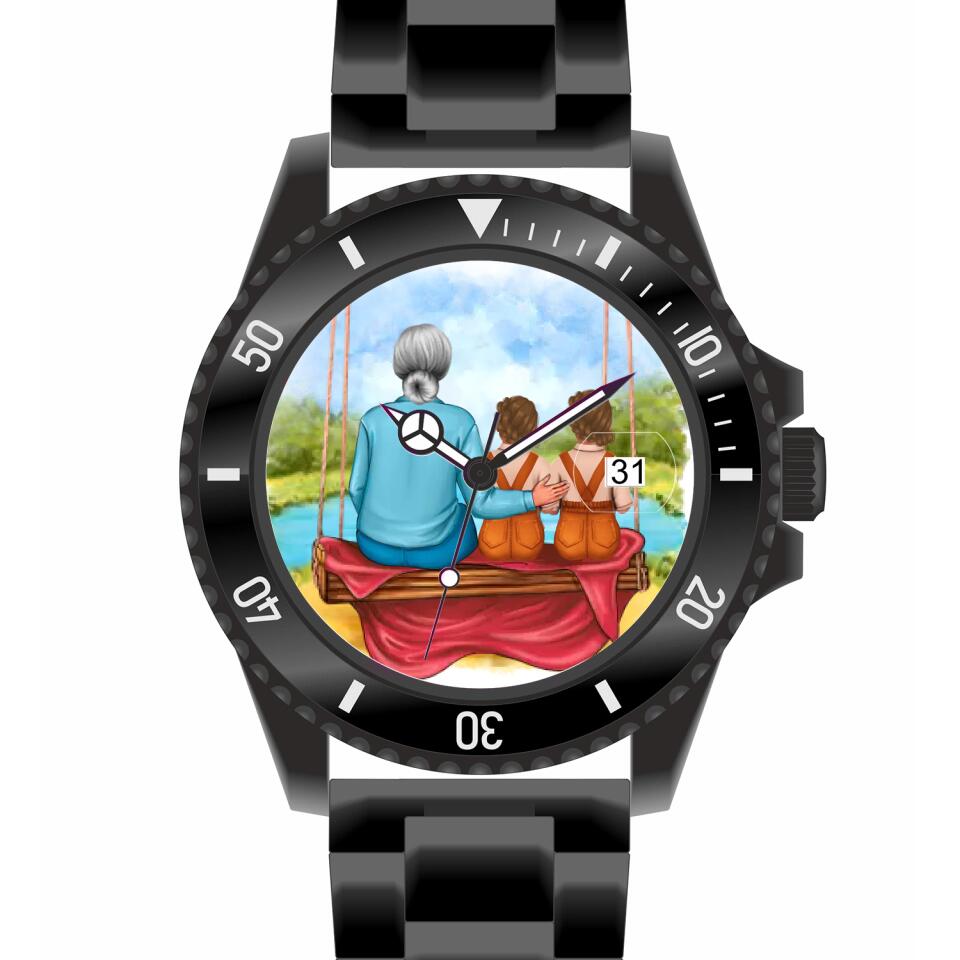 Oma mit Enkelin und Enkel | Personalisierte Armbanduhr (Unterschiedliche Uhr-Modelle wählbar!